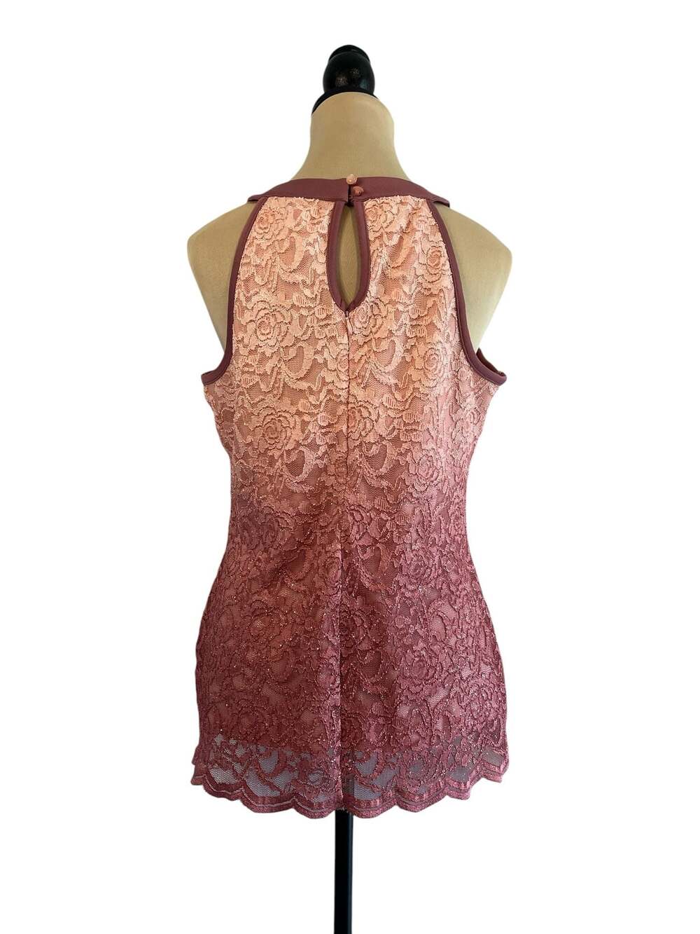VENUS Ombre Glitter Lace Halter Top with Lattice Detail (FB1) - Picture 2 of 3